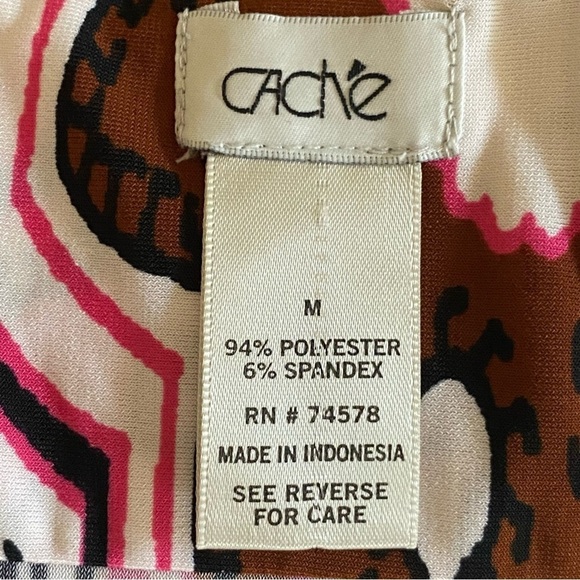 Cache Vintage Paisley Floral 90s Y2K Long Maxi Dress sz Medium M Pink Chain Belt - Picture 7 of 9